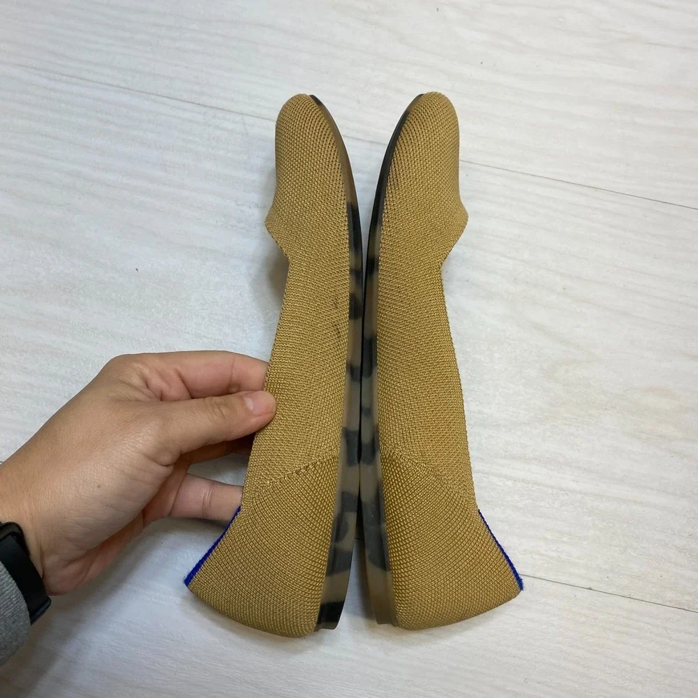 Rothy's The Flat Slip On Ballet Flats Women's Size 8 Tan Knit‎ Round Toe Comfort